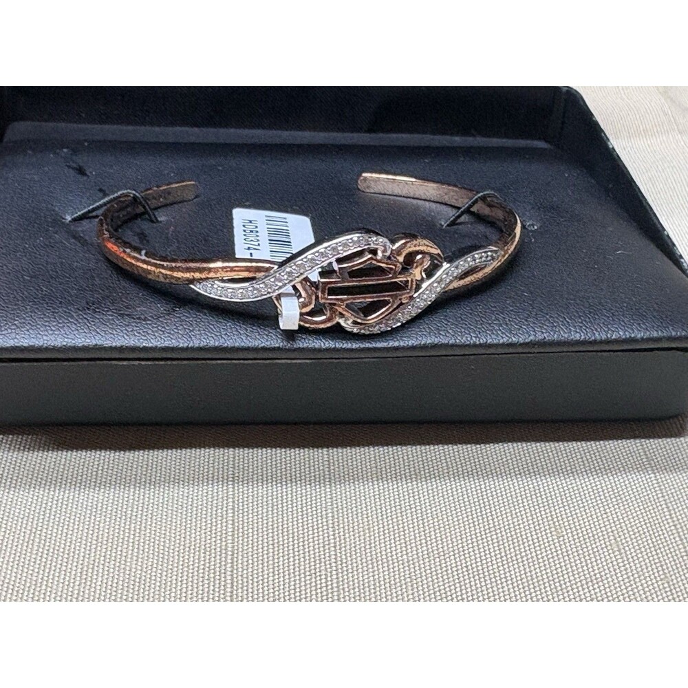 Harley-Davidson Women's Rose Gold Plated Sterling Silver "Bling" Cuff Bracelet
